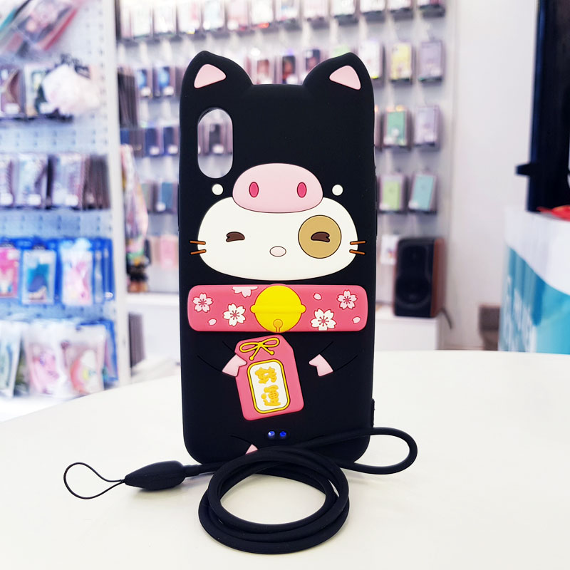 Ốp lưng iPhone X cute hình mèo thần tài Lofter đen