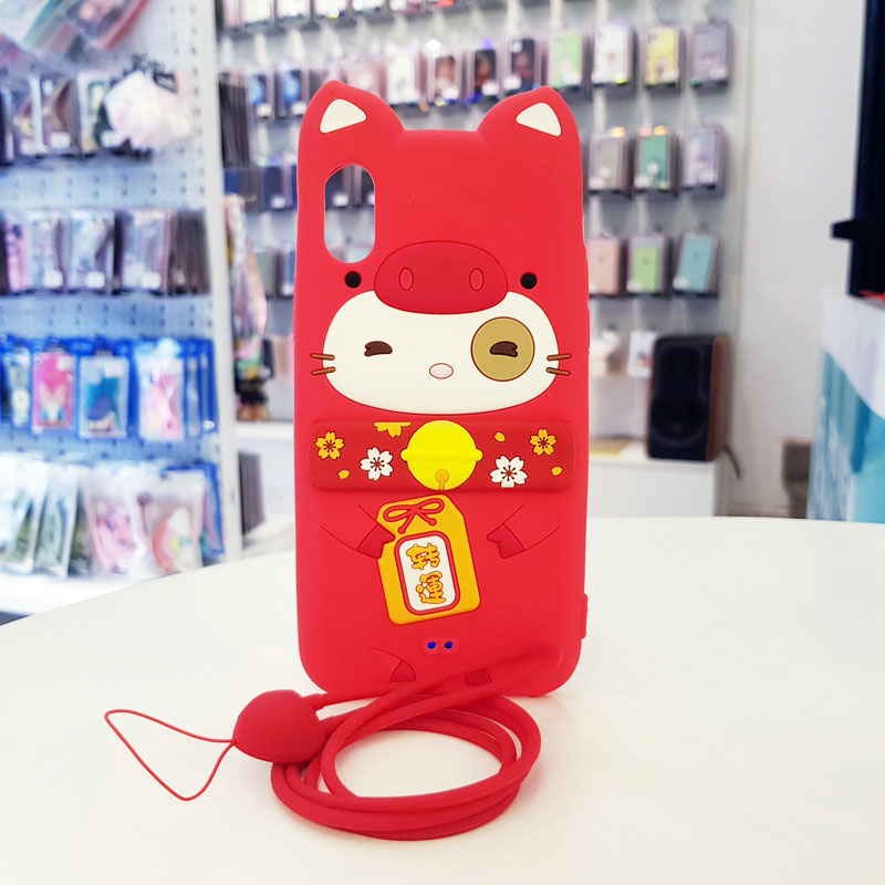 Ốp lưng iPhone X cute hình mèo thần tài Lofter Lofter đỏ