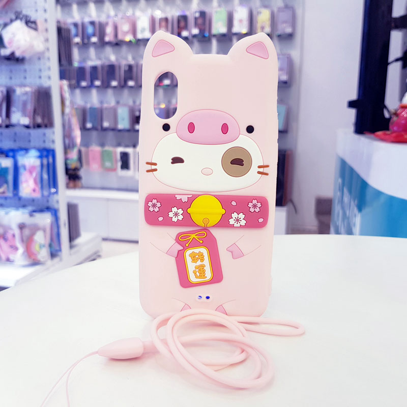 Ốp lưng iPhone X cute hình mèo thần tài Lofterr hồng