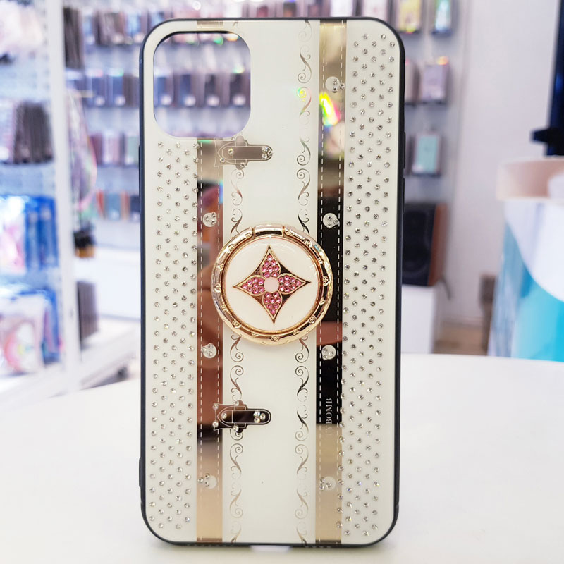 Ốp lưng điện thoại Tybomb đính đá kèm iRing trắng